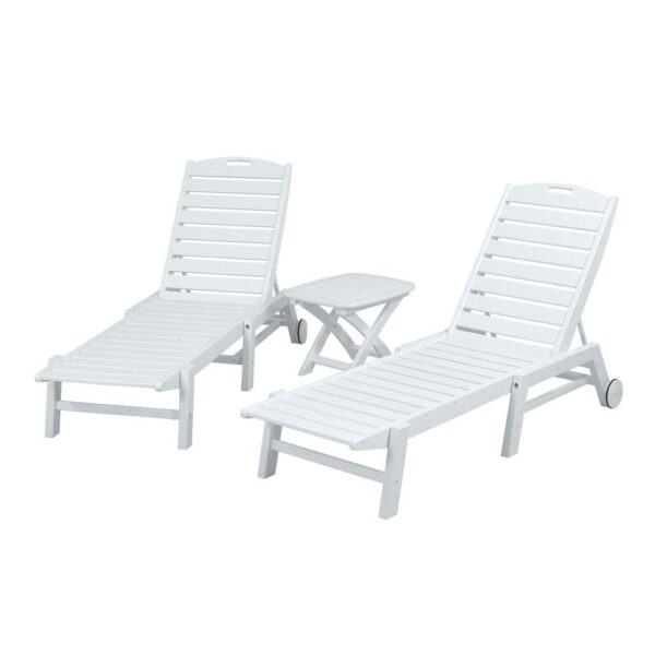 POLYWOOD® Nautical 3-Piece Chaise Set with Cushions-1470