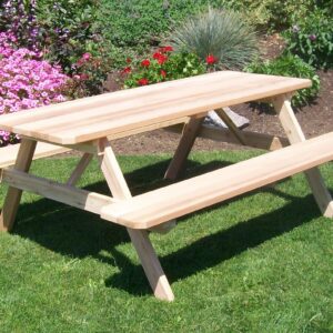 Cedar Table w/ Attached Benches-0