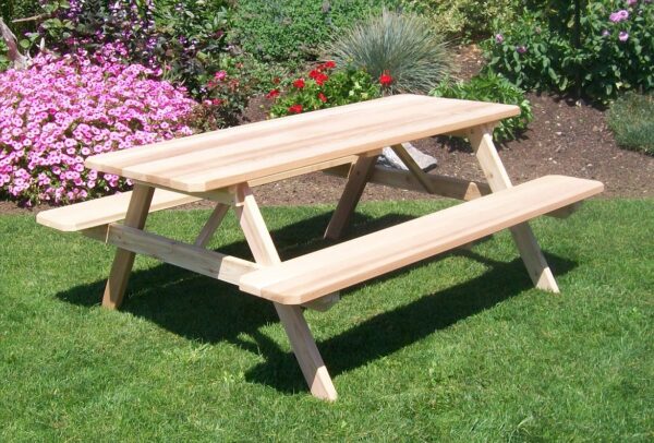 Cedar Table w/ Attached Benches-0