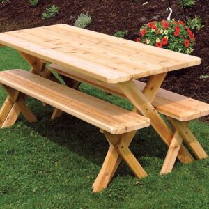 Crossleg Cedar Table w/ 2 Benches-0