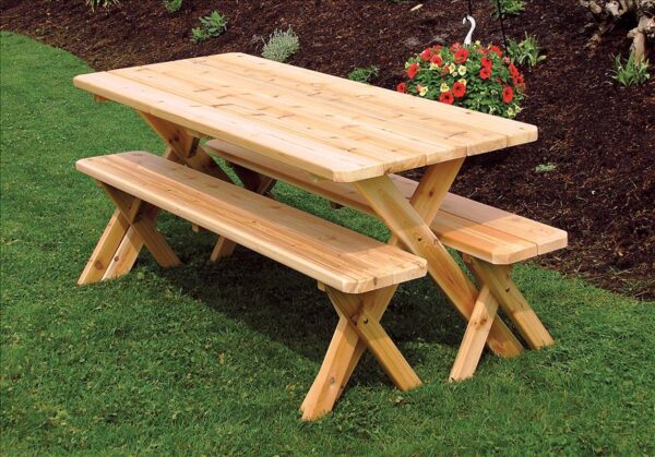 Crossleg Cedar Table w/ 2 Benches-0