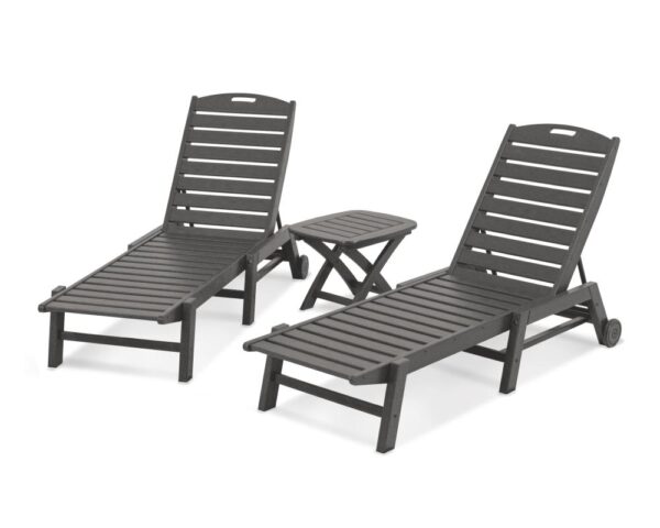 POLYWOOD® Nautical 3-Piece Chaise Set with Cushions-2209