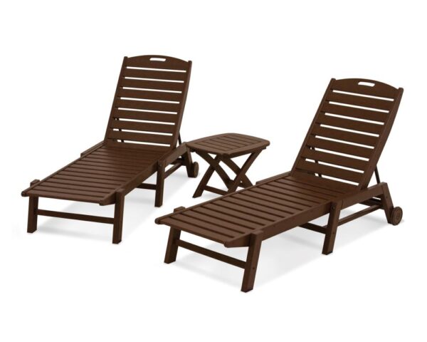 POLYWOOD® Nautical 3-Piece Chaise Set with Cushions-2210