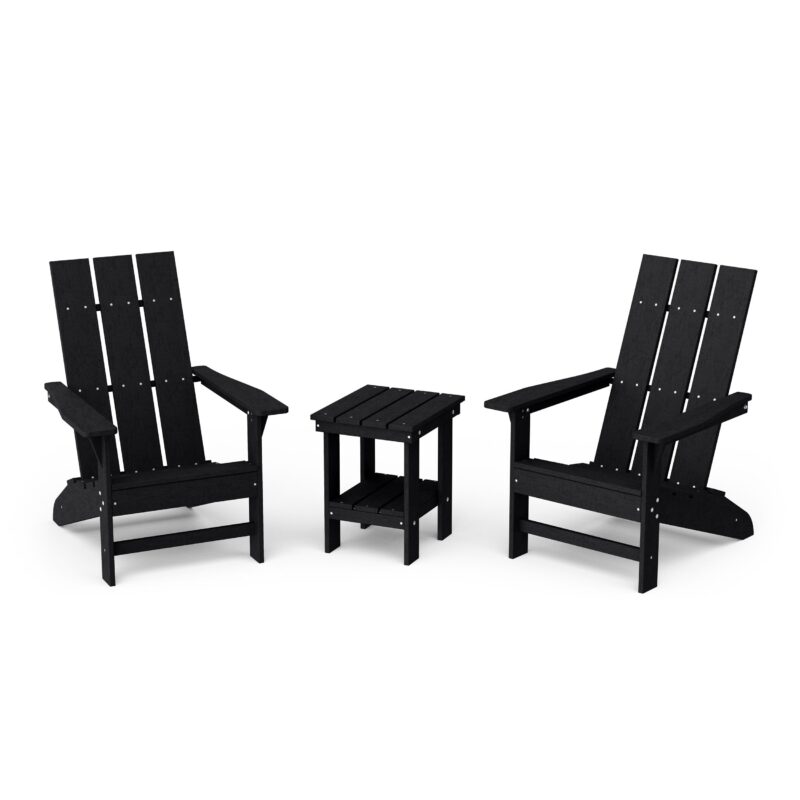 Freedom 3-Piece Modern Adirondack Set with Side Table - Black