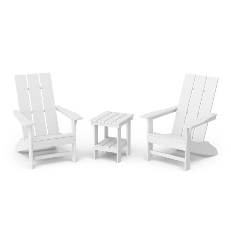 Freedom 3-Piece Modern Adirondack Set with Side Table - White