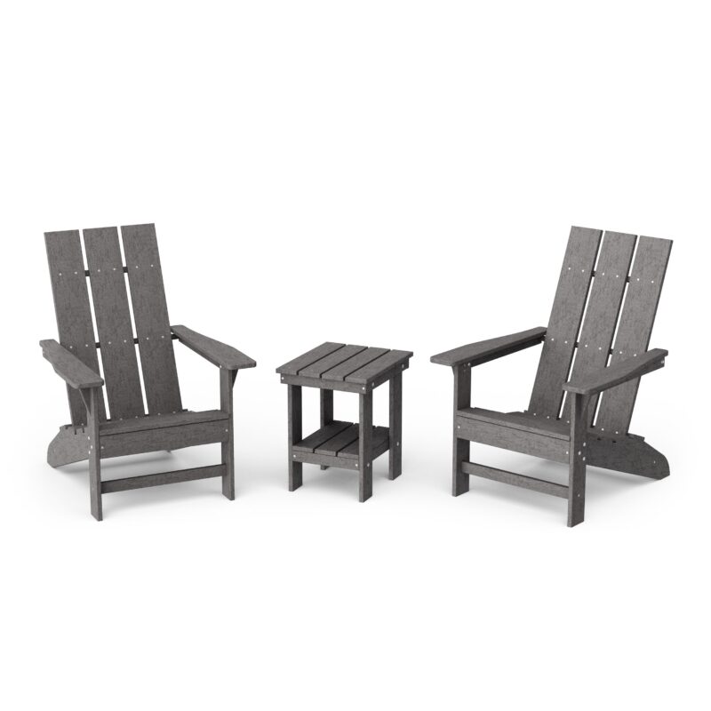Freedom 3-Piece Modern Adirondack Set with Side Table - Dark Gray