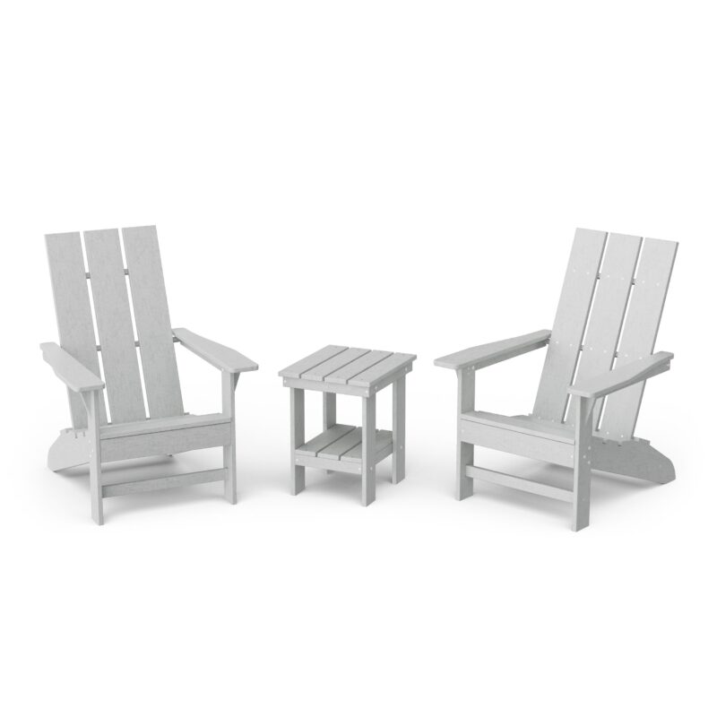 Freedom 3-Piece Modern Adirondack Set with Side Table - Light Gray