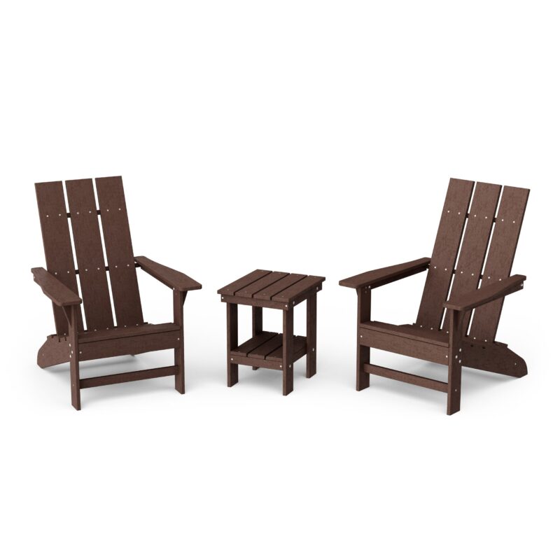 Freedom 3-Piece Modern Adirondack Set with Side Table - Tudor Brown