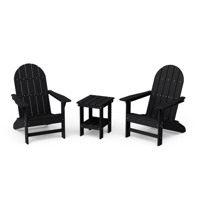 Freedom 3-Piece Traditional Adirondack Set with Side Table - Black