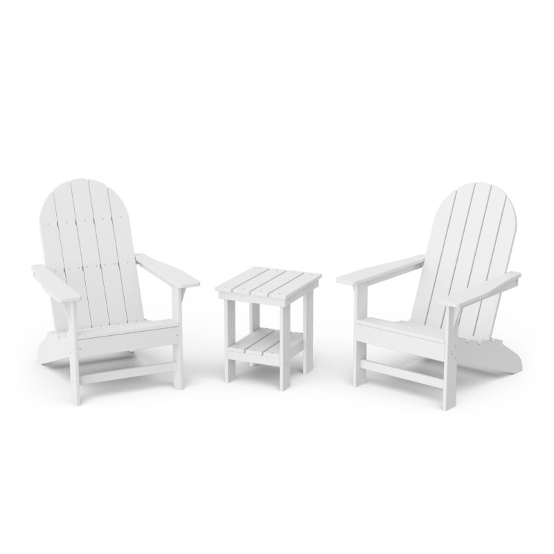 Freedom 3-Piece Traditional Adirondack Set with Side Table - White