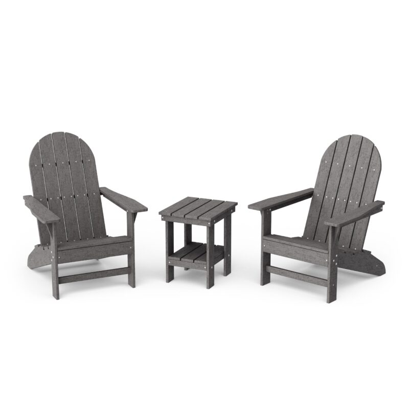 Freedom 3-Piece Traditional Adirondack Set with Side Table - Dark Gray