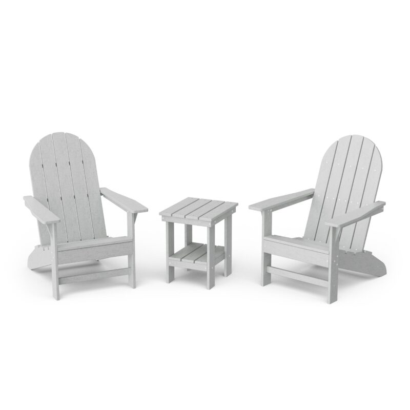 Freedom 3-Piece Traditional Adirondack Set with Side Table - Light Gray