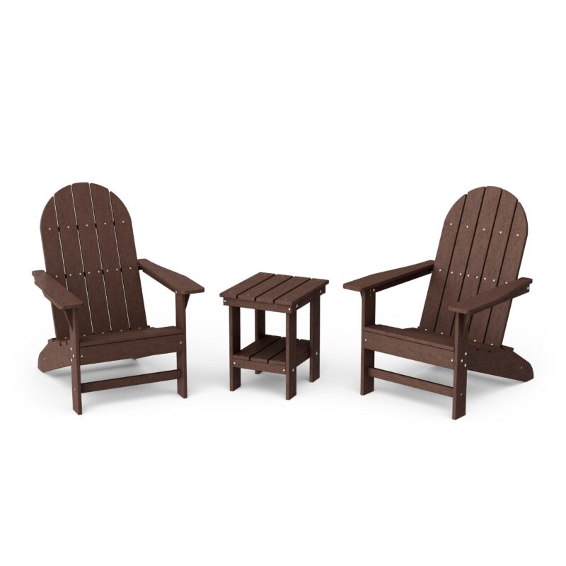 Freedom 3-Piece Traditional Adirondack Set with Side Table - Tudor Brown